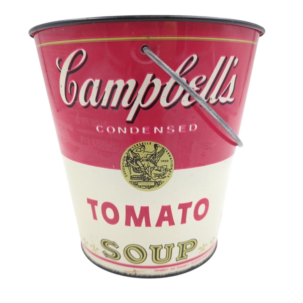Vintage Campbell's Tomato Soup Advertising Metal Pail Bucket Cheinco Collectible